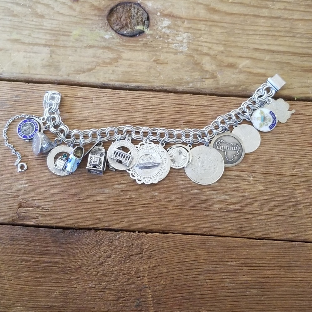 Sterling Vintage Charm Bracelet ~ 16 Charms